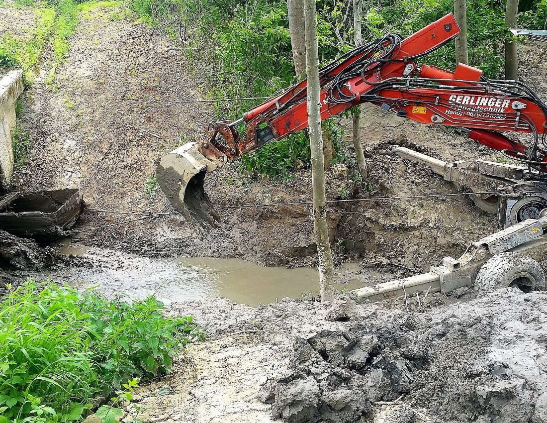 Beseitigung der Verlandungen unter der Brücke